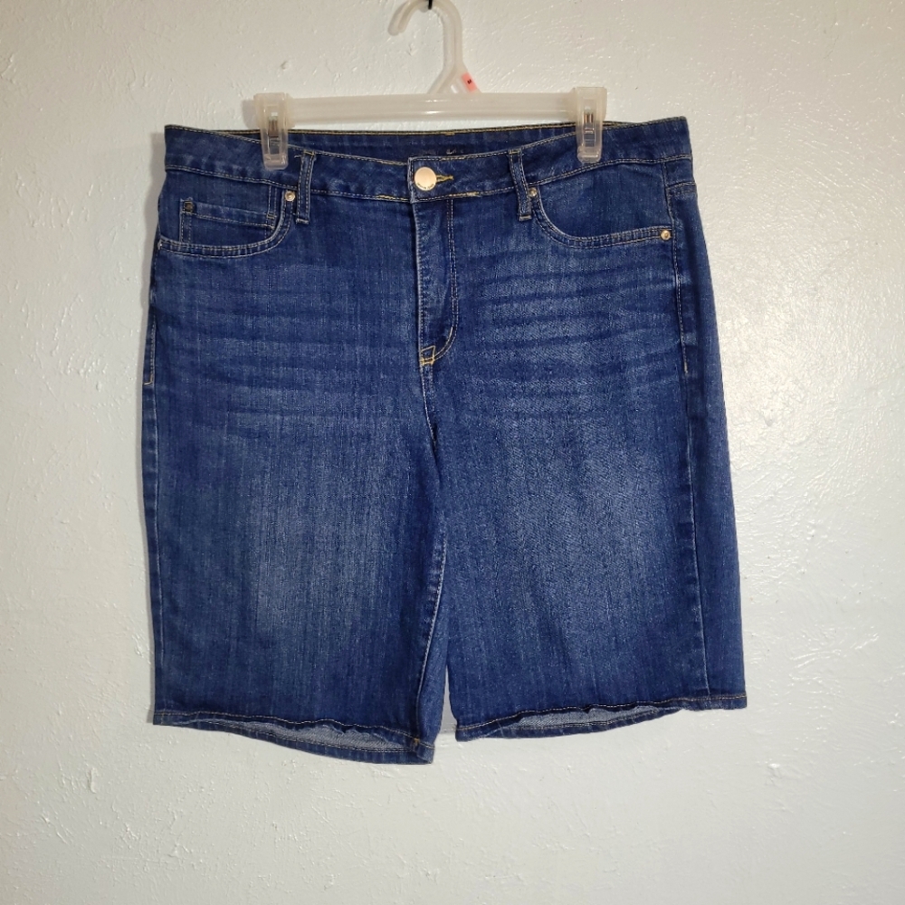 Seven7 Blue Jean Shorts with Frayed Hem